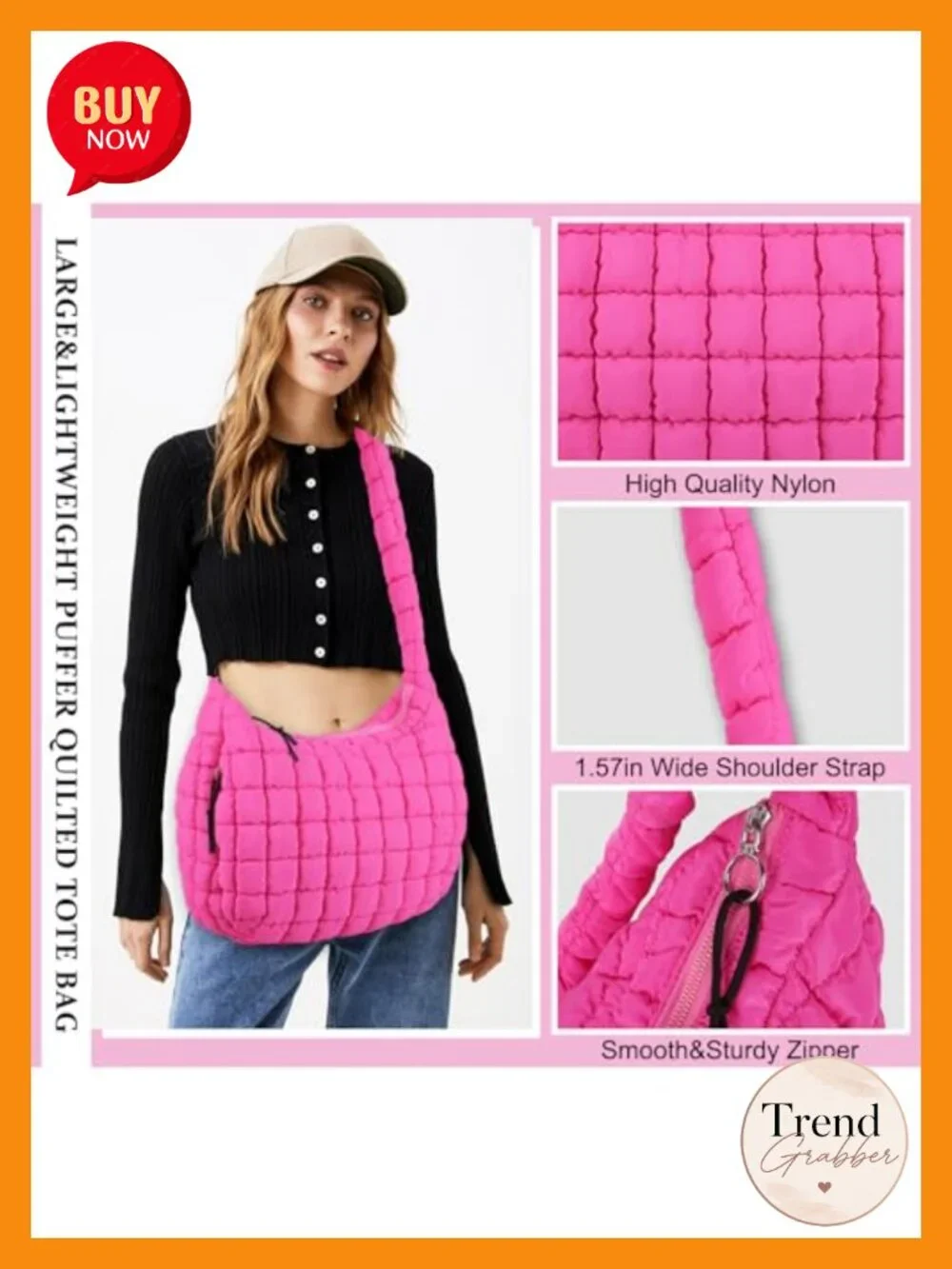 Quilted Puffer Tote Bag Crossbody Shoulder Hobo Lightweight Nylon